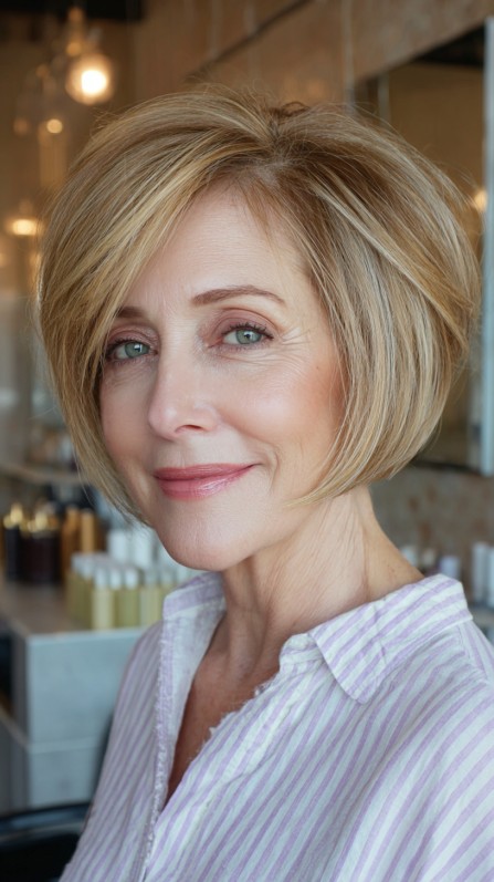Chic Softly Layered Stacked Bob with Gentle Flipping Ends