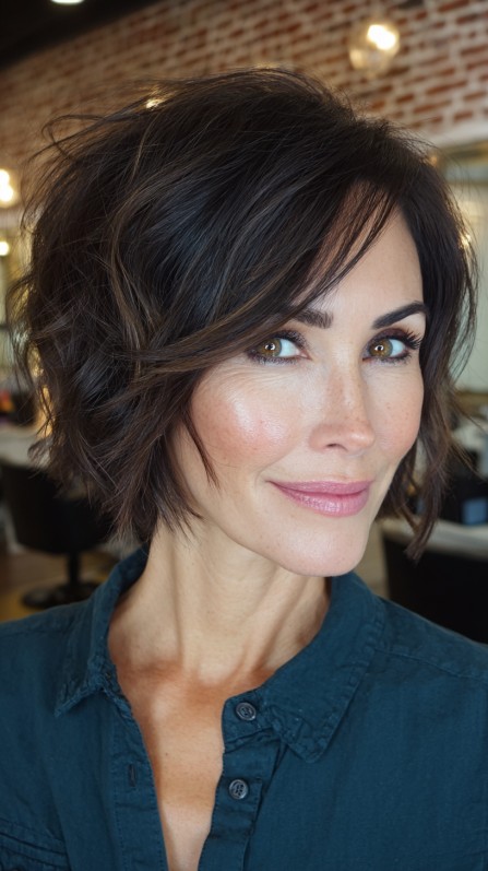Chic Textured Stacked Bob with Soft Waves