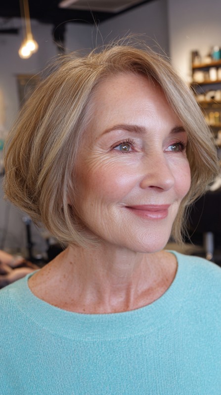Chic Textured Stacked Bob with Subtle Highlights