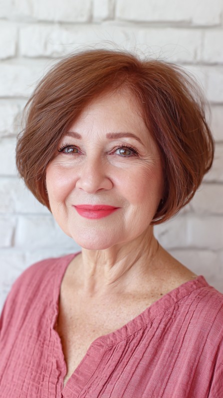 Chic Voluminous Stacked Bob with Warm Undertones