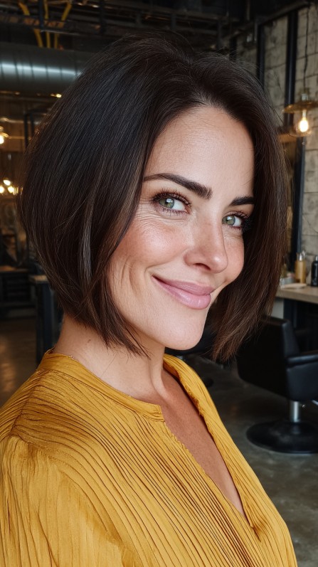 Sleek Modern Stacked Bob with Subtle Layers