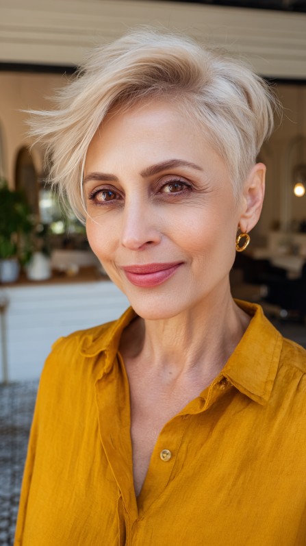 Chic Soft Blonde Pixie Cut with Textured Layers