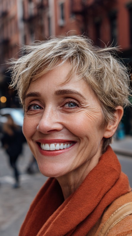 Effortlessly Textured Blonde Pixie Cut with Soft Layers