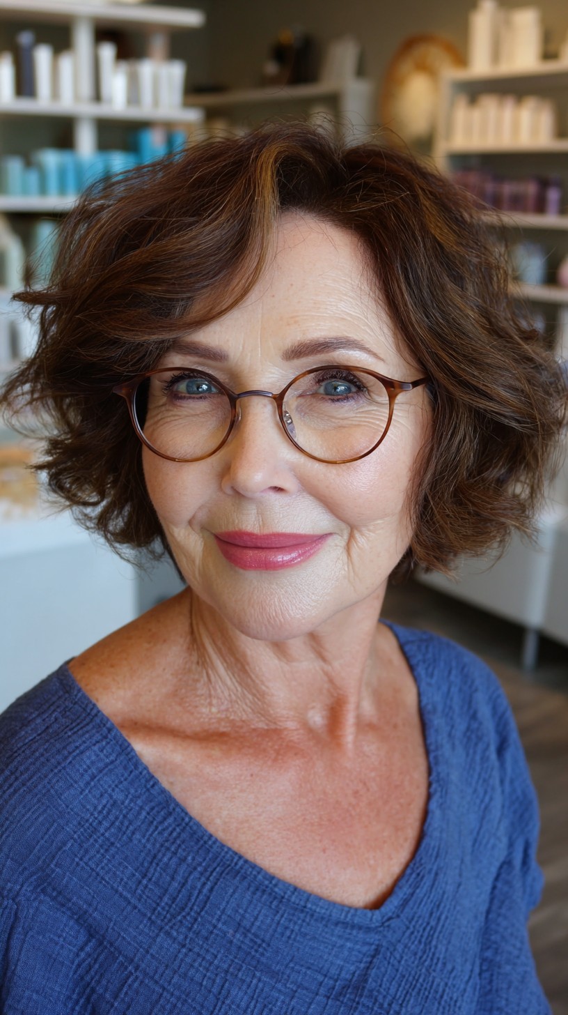 Charming Textured Bob with Warm Balayage Highlights