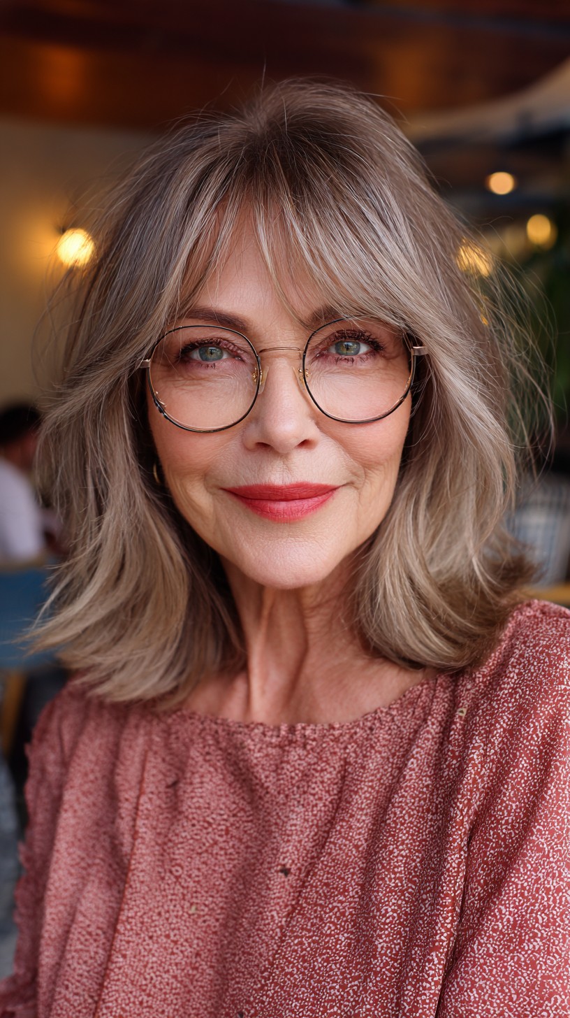 Chic Feathered Bob with Soft Silver Balayage