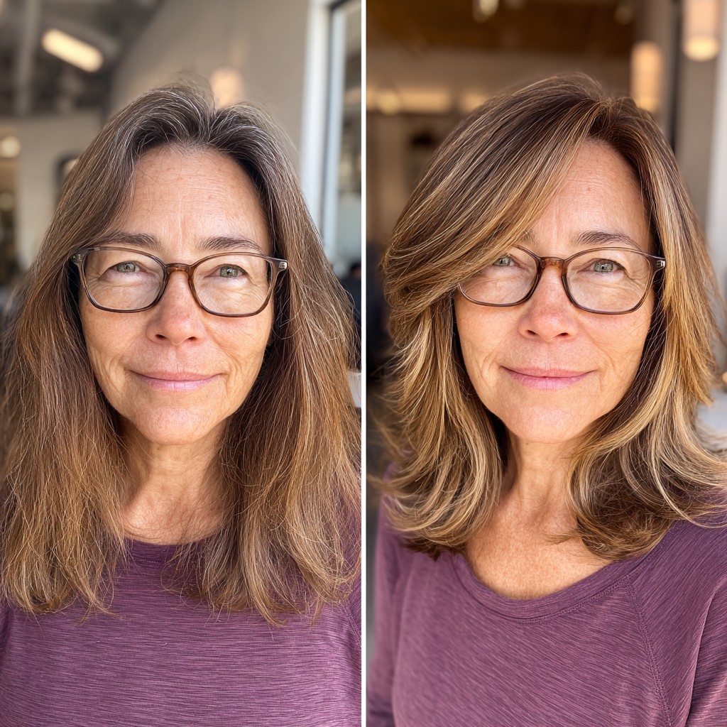 Chic Long Layers with Warm Balayage Highlights