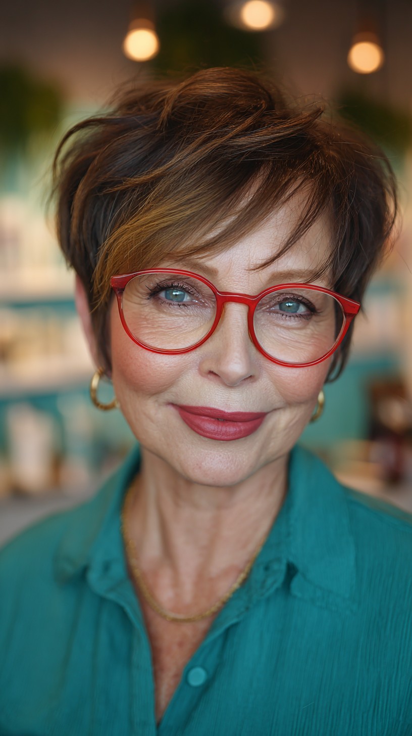 Chic Textured Pixie with Subtle Balayage Highlights