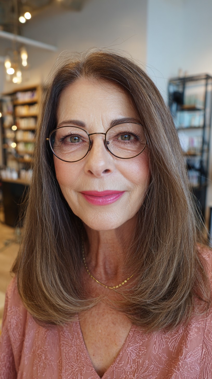 Elegant Long Layers with Subtle Balayage Highlights