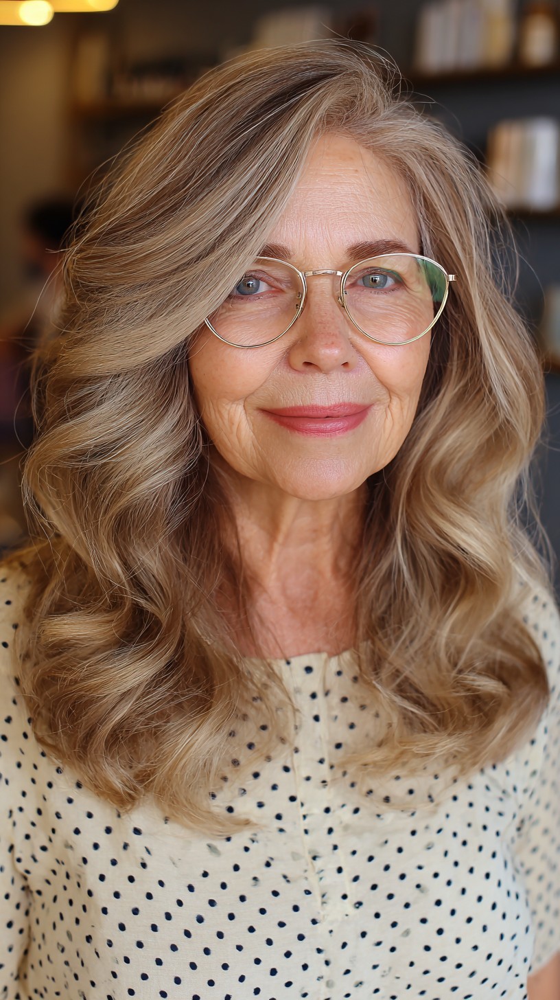 Elegant Wavy Balayage with Soft Layers