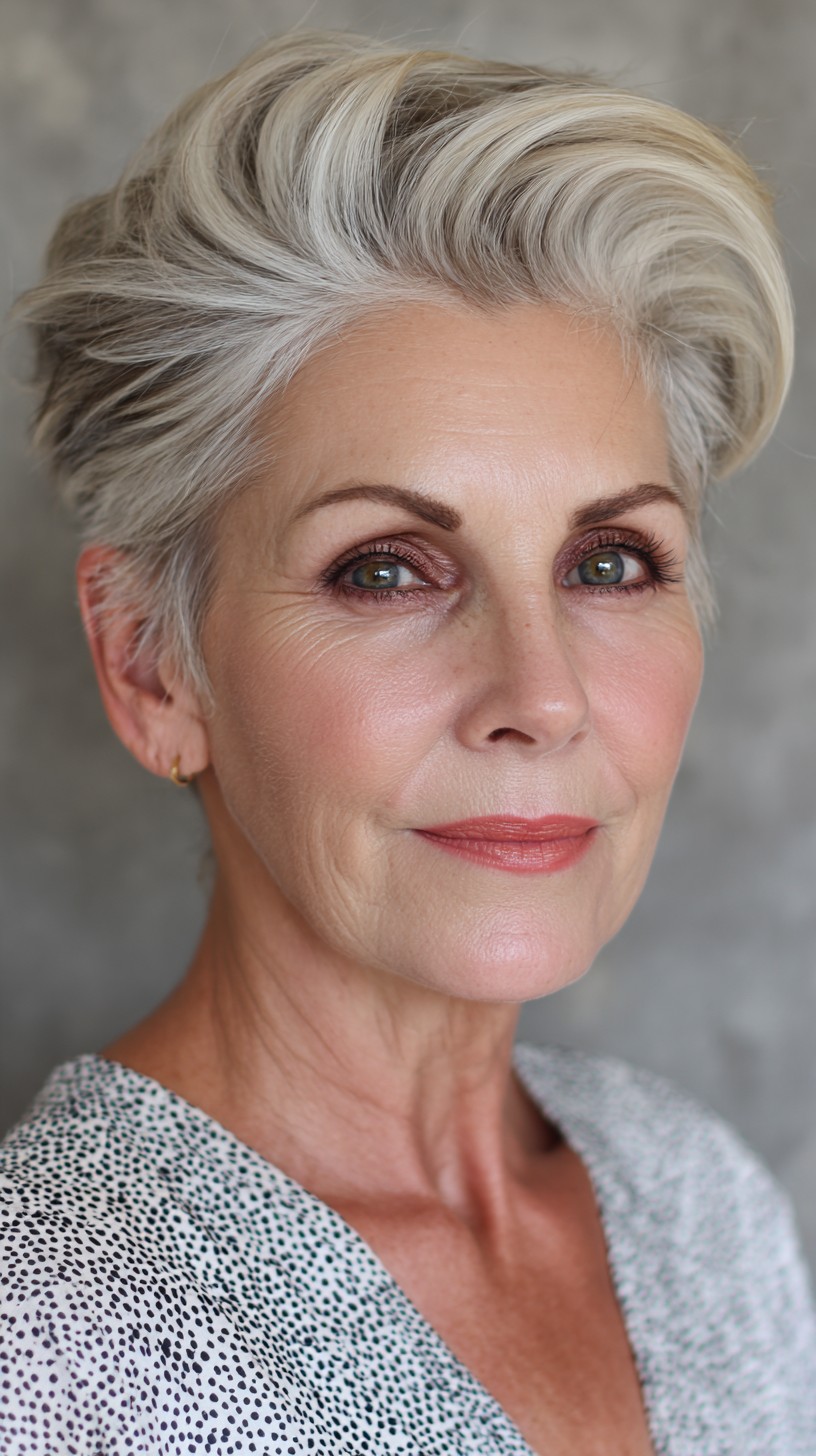 Modern Voluminous Silver Pixie Cut