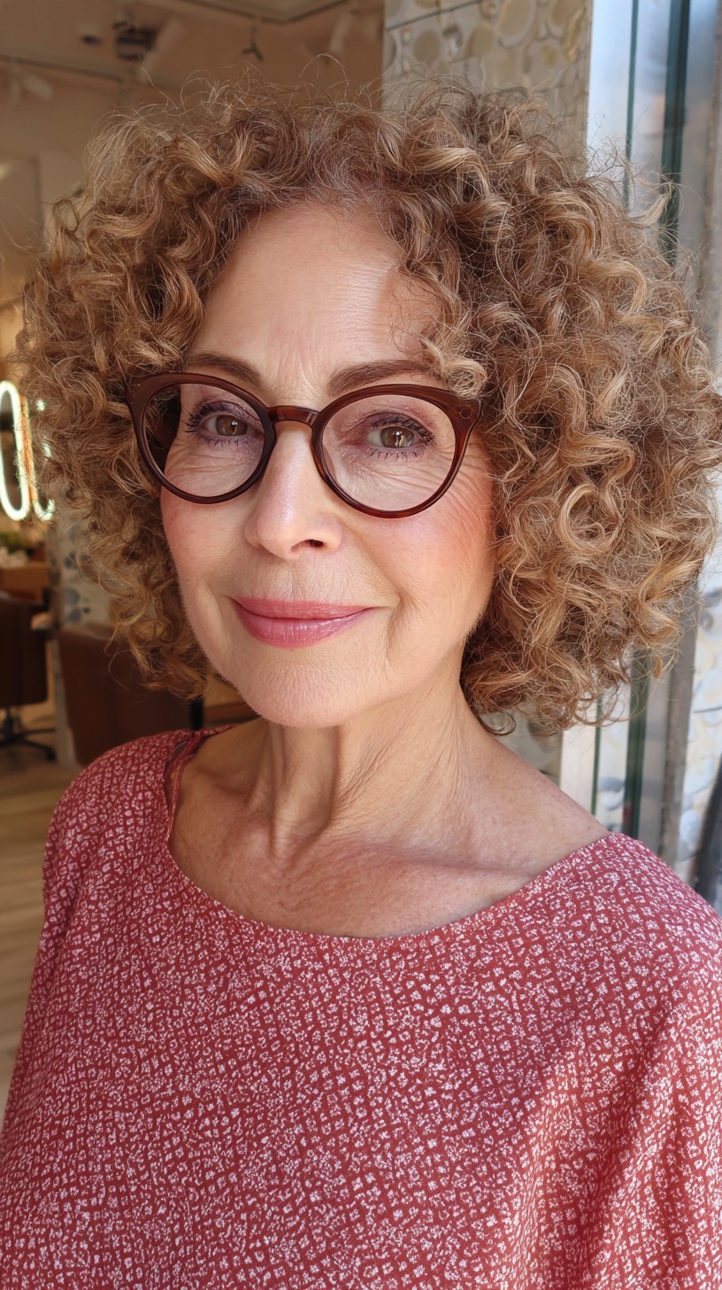 Playful Curly Bob with Soft Balayage Highlights