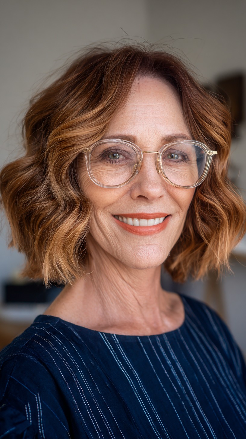 Textured Copper Waves with Face-Framing Layers