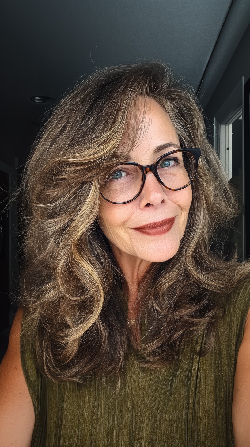 Textured Long Layers with Warm Balayage Highlights