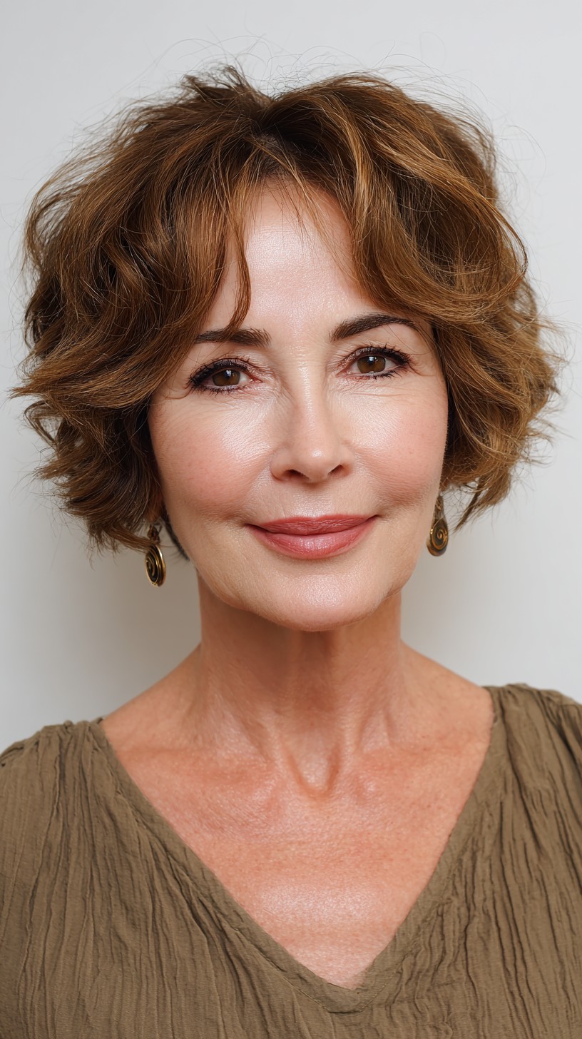 Textured Short Curly Cut with Subtle Layers