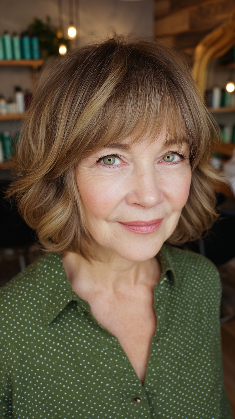 Textured Shoulder-Length Cut with Soft Bangs