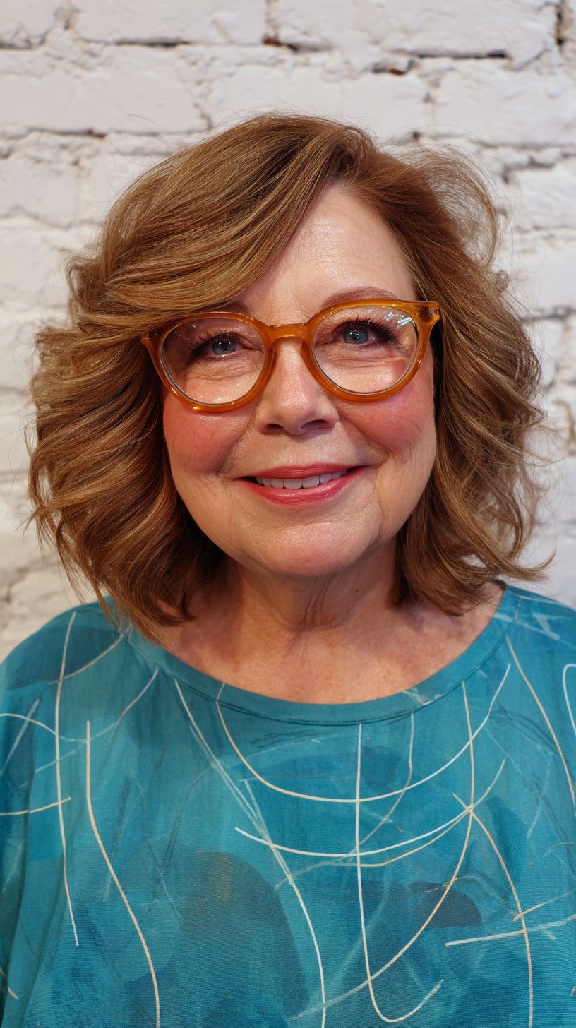 Textured Wavy Bob with Subtle Balayage Highlights