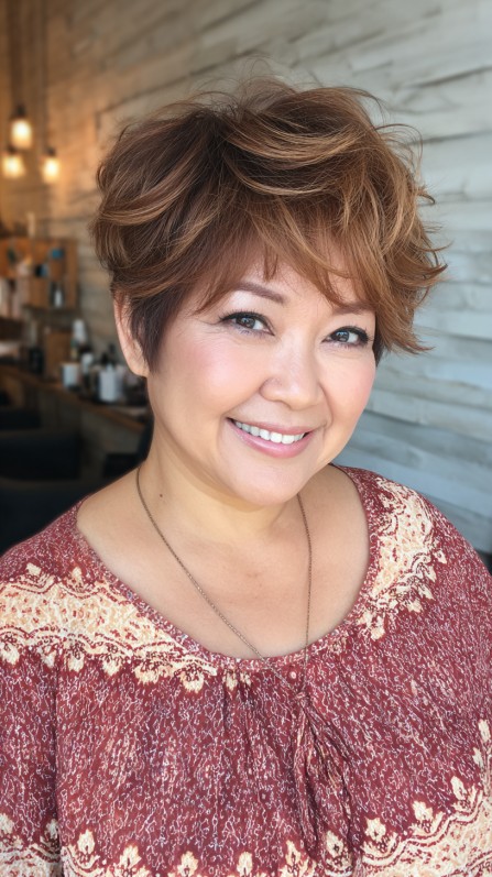 Charming Tousled Pixie Bob with Lively Highlights