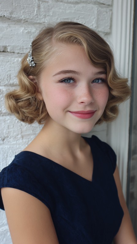 Charming Vintage-Inspired Short Curly Haircut