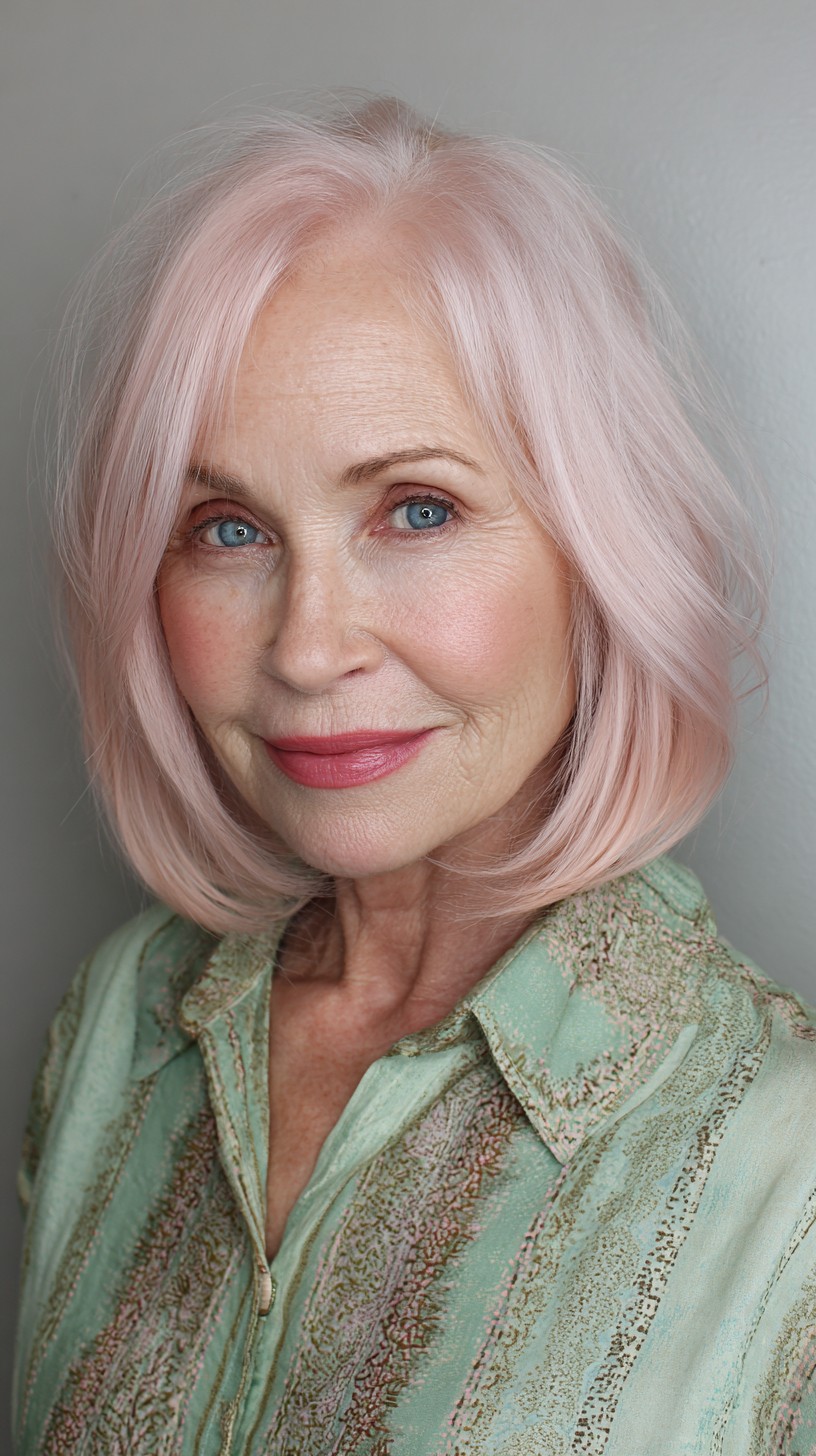 Chic Rose Gold Blunt Bob with Subtle Face-Framing Layers