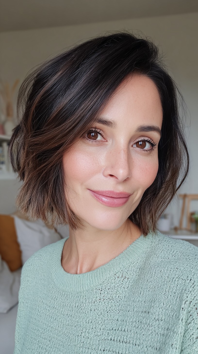 Chic Textured Lob with Subtle Layers