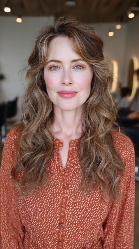Effortlessly Romantic Loose Waves with Subtle Highlights