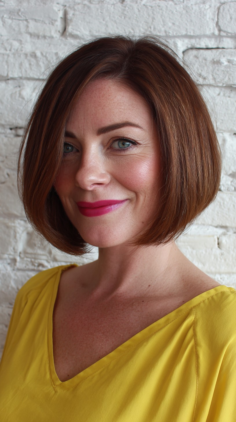 Sleek A-Line Bob with Subtle Side Part