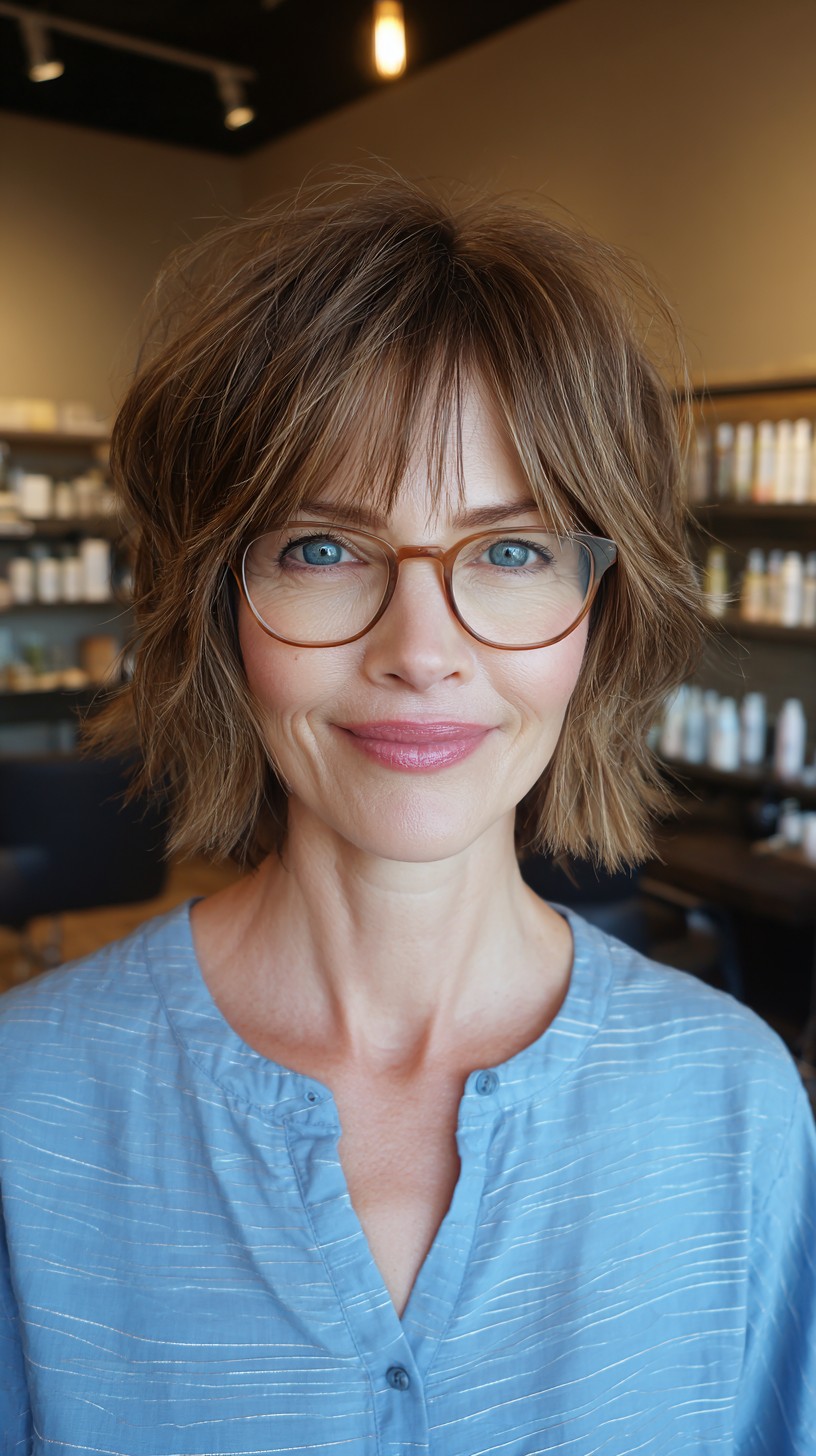 Textured Layered Bob with Soft Bangs