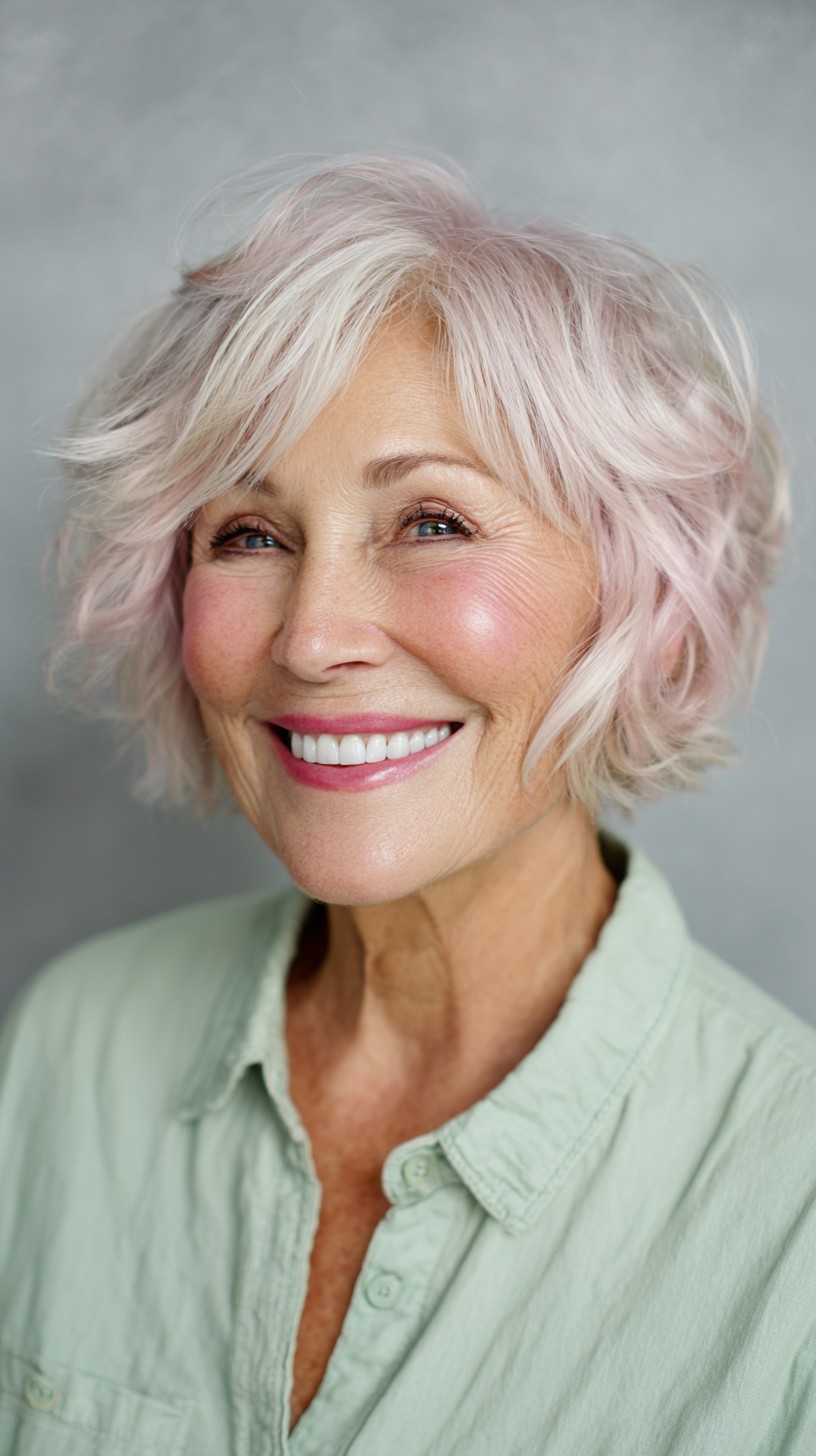 Charming Rose Gold Soft Textured Bob with Wispy Ends