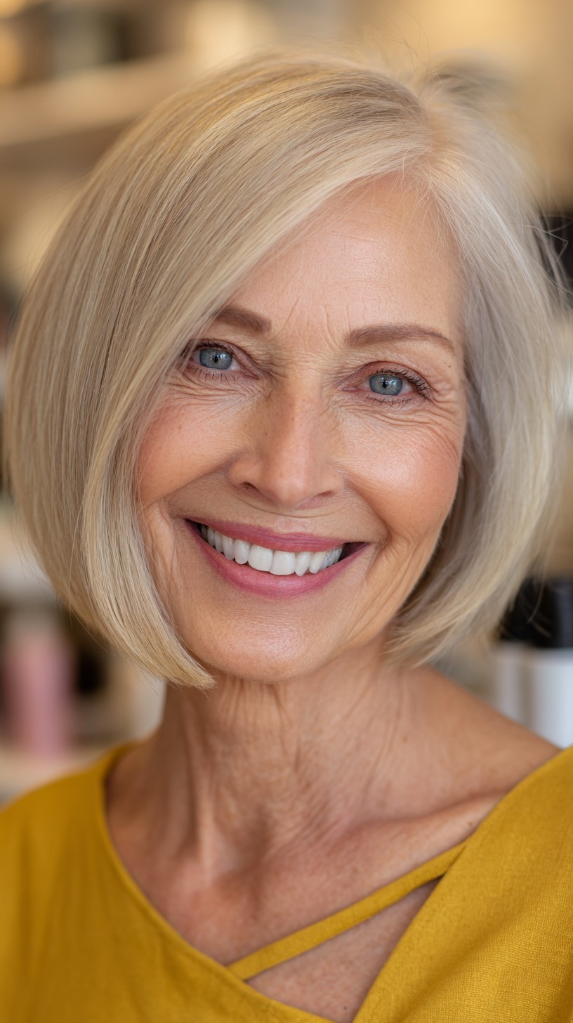 Chic Blunt Bob with Subtle Brightening Highlights