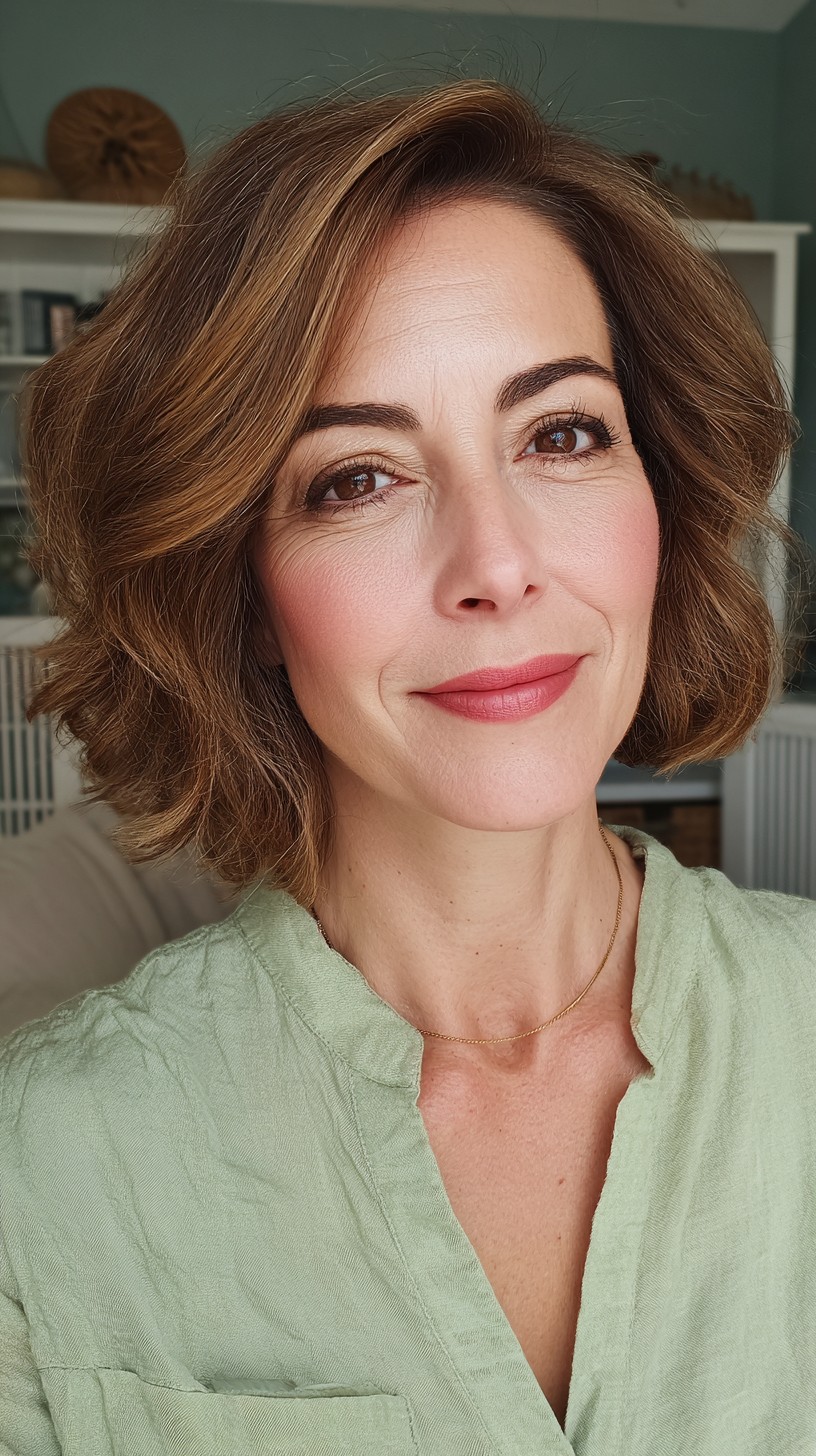 Chic Layered Brunette Bob with Soft Volume