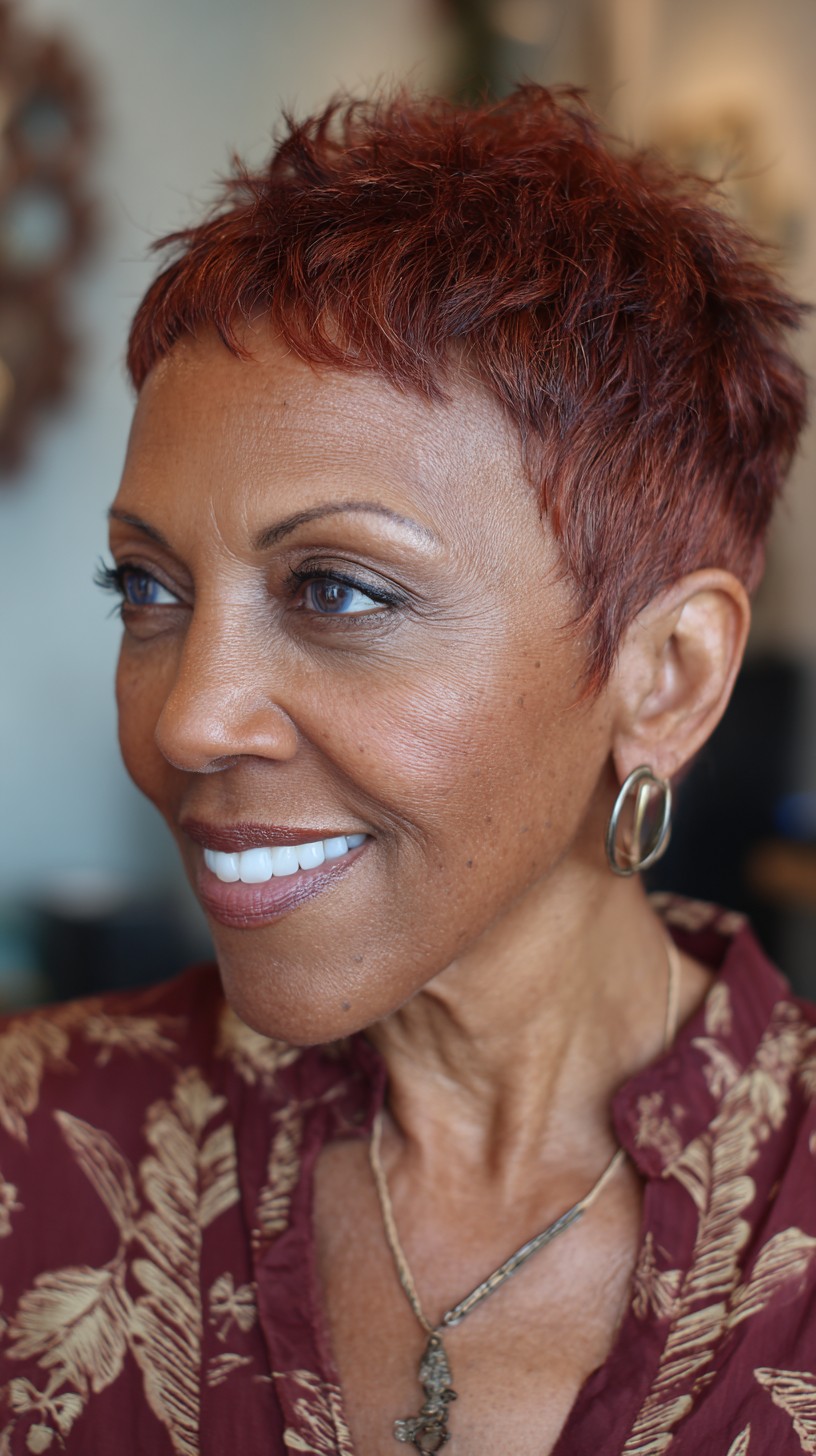 Chic Textured Red Pixie Cut