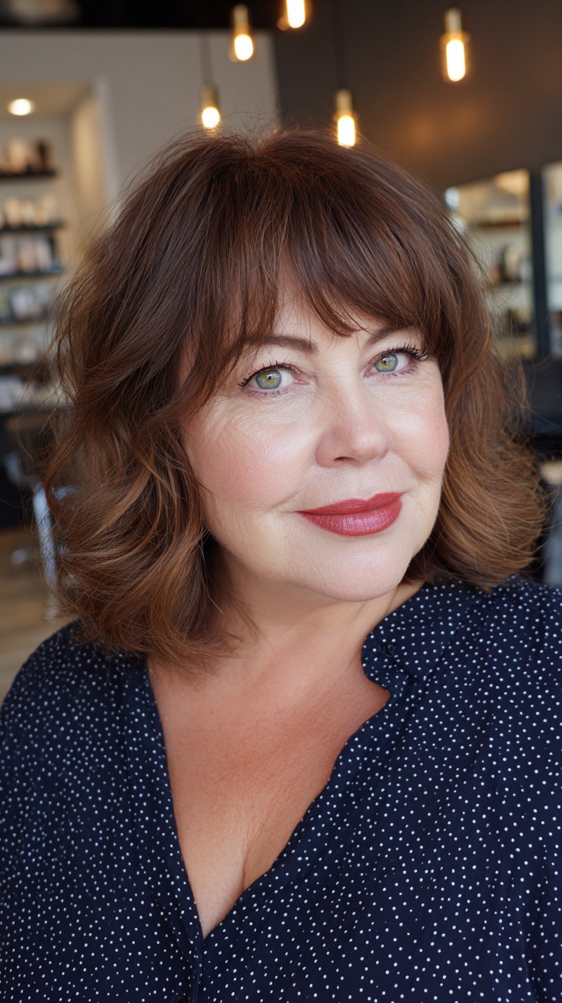 Chic Textured Shoulder-Length Cut with Soft Bangs