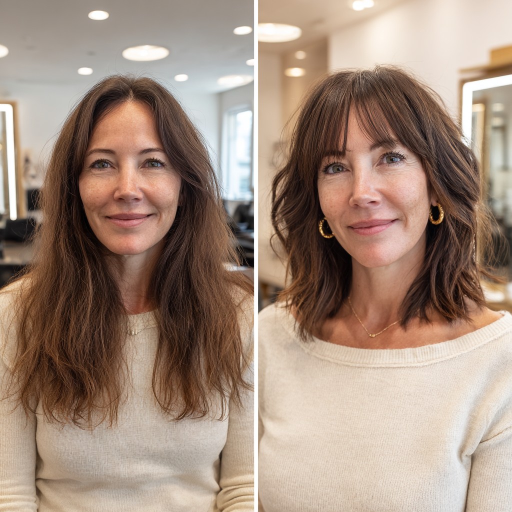 Choppy Mid-Length Shag with Soft Bangs