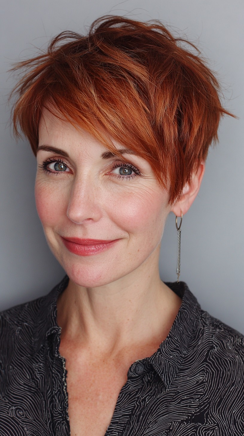 Choppy Red Pixie Cut with Textured Layers