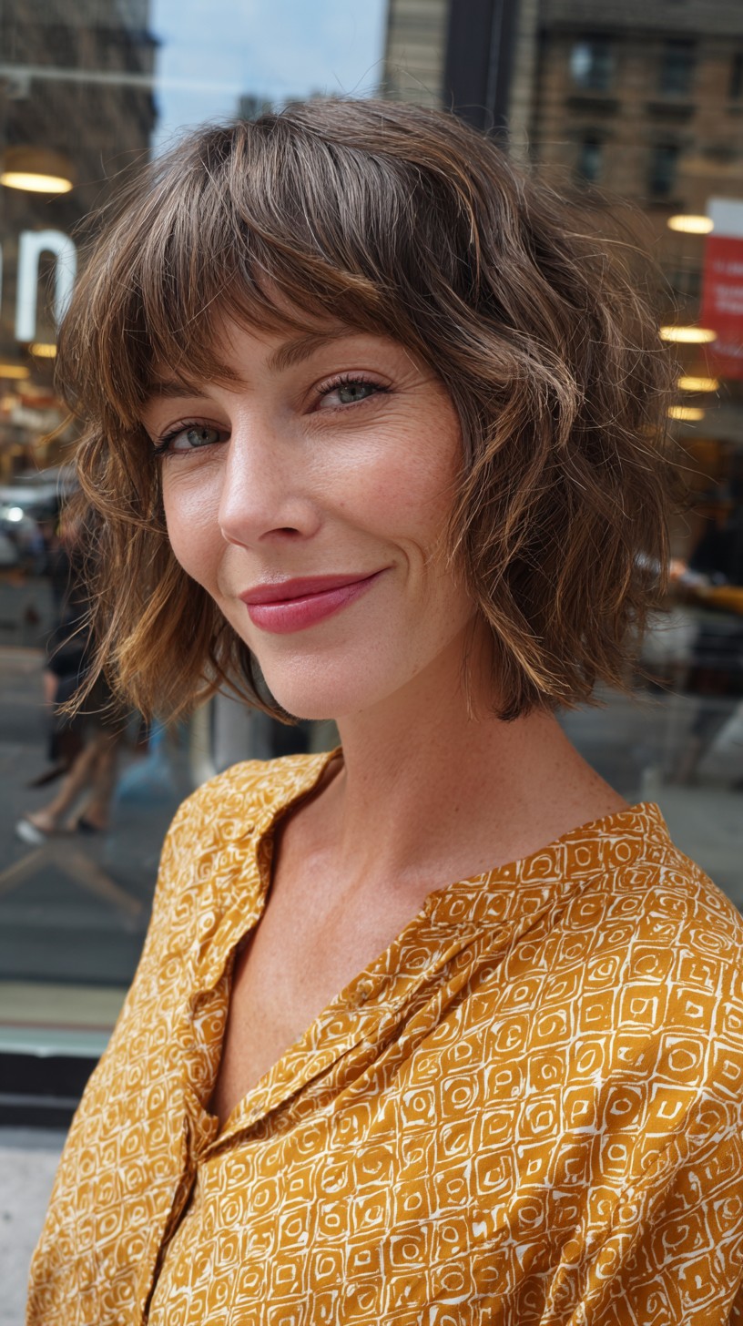 Choppy Textured Bob with Playful Bangs