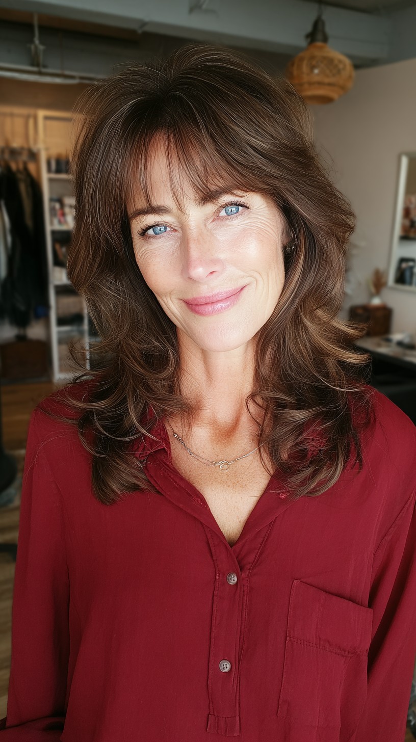 Elegant Layered Cut with Soft Face-Framing Bangs