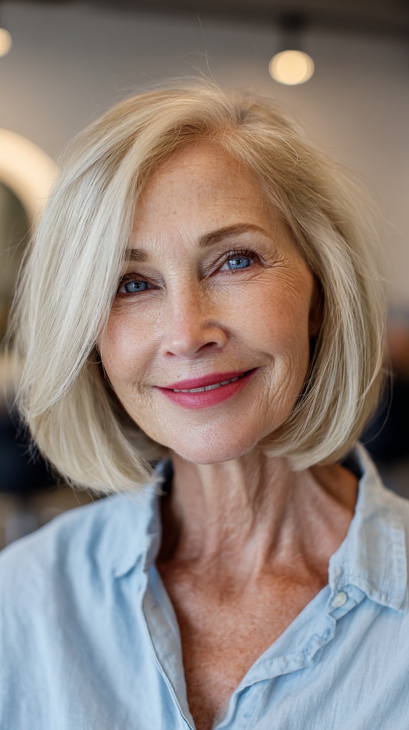 Elegant Textured Blonde Bob with Subtle Waves