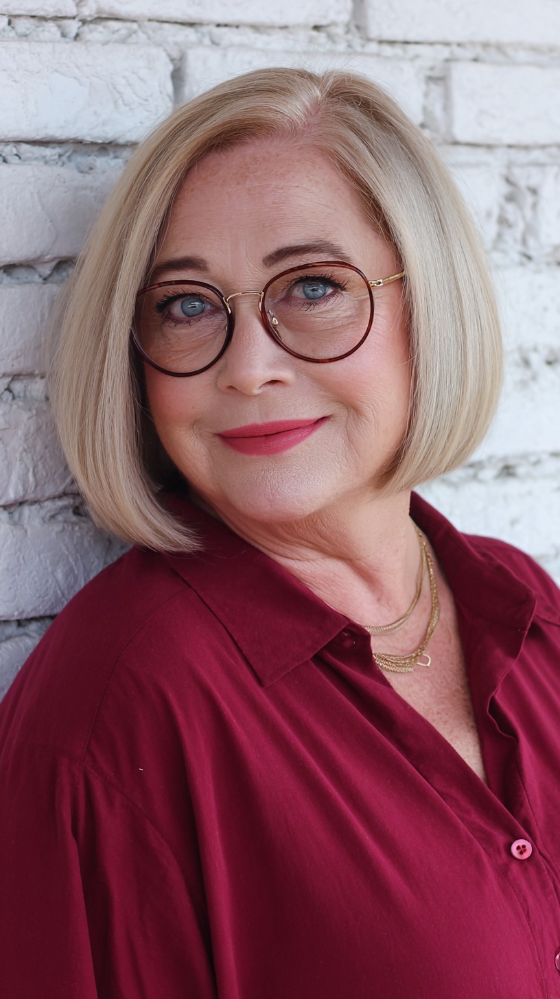 Modern Blunt Bob with Soft Blonde Highlights