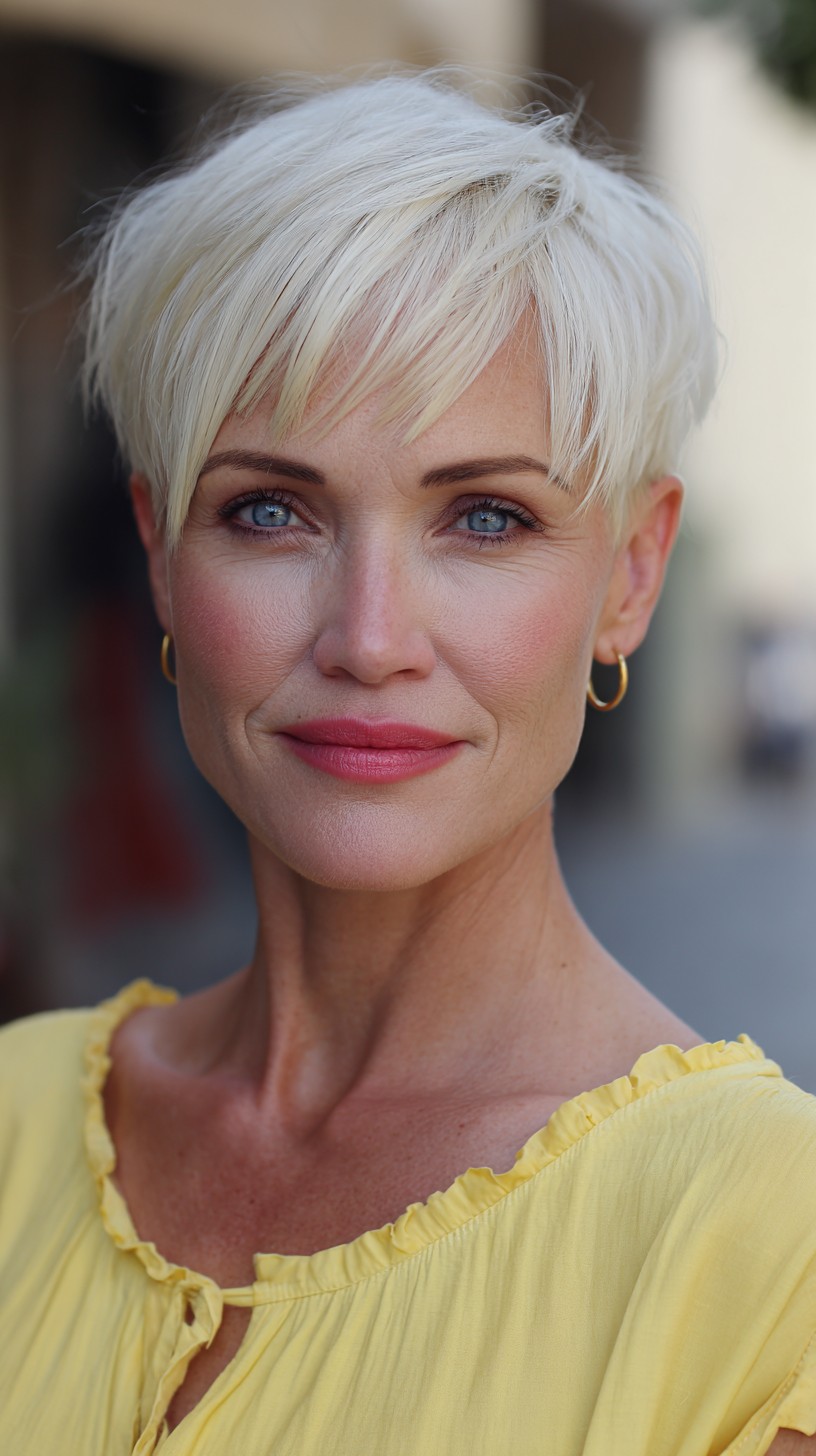 Modern Textured Pixie Cut with Side-Swept Bangs