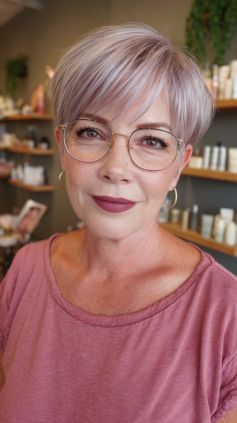 Soft Lavender Textured Pixie Cut