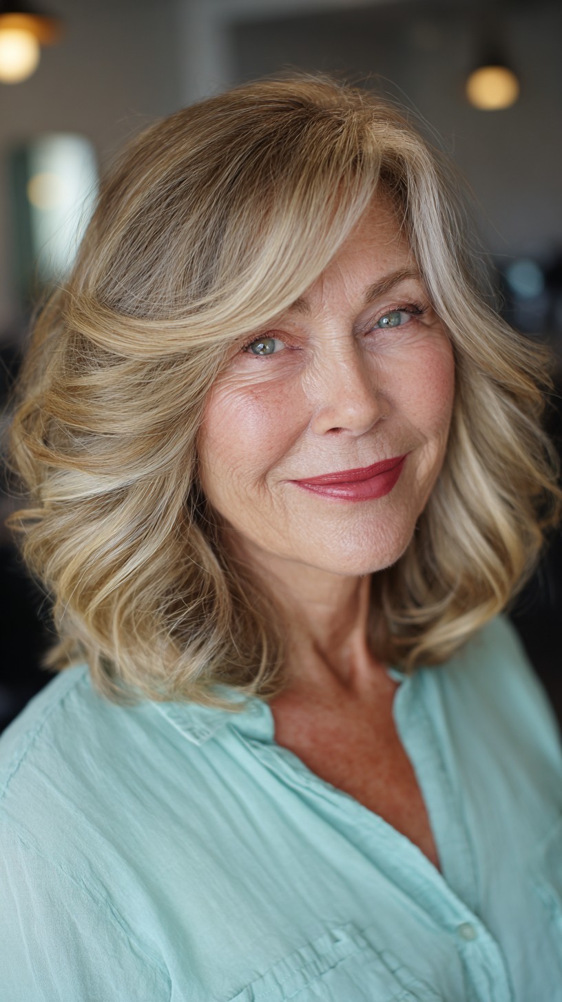 Soft Layered Blonde Waves with Face-Framing Highlights