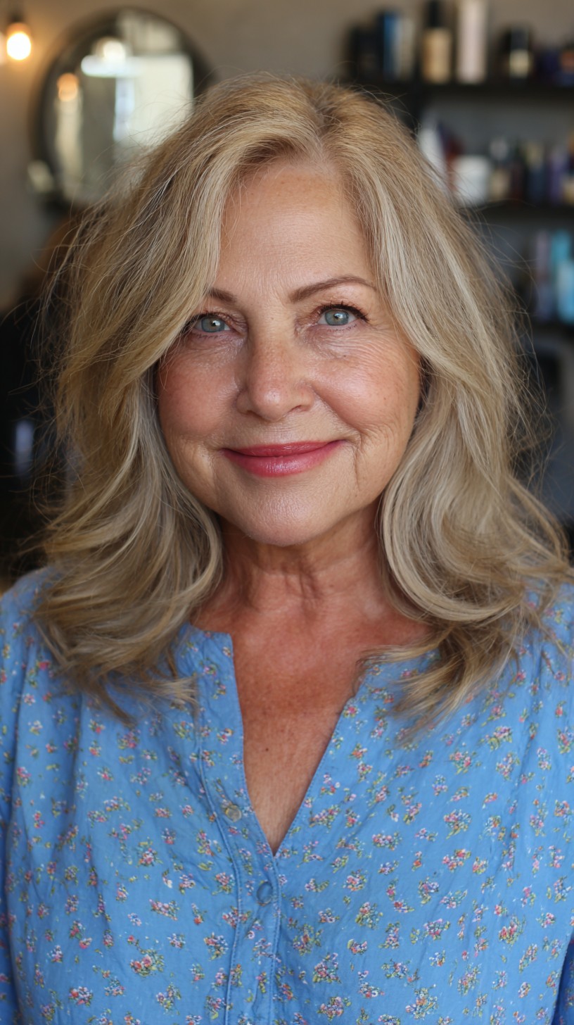 Softly Layered Beachy Blonde Cut with Natural Waves