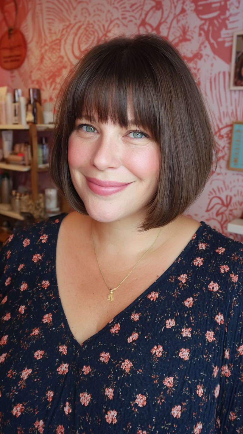 Stylish Bob with Choppy Bangs and Subtle Layers
