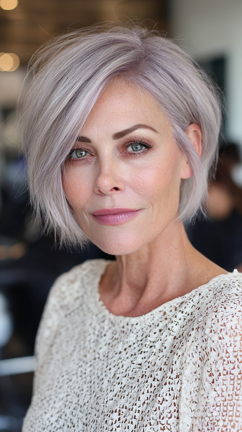 Stylish Lavender Textured Bob with Soft Layers