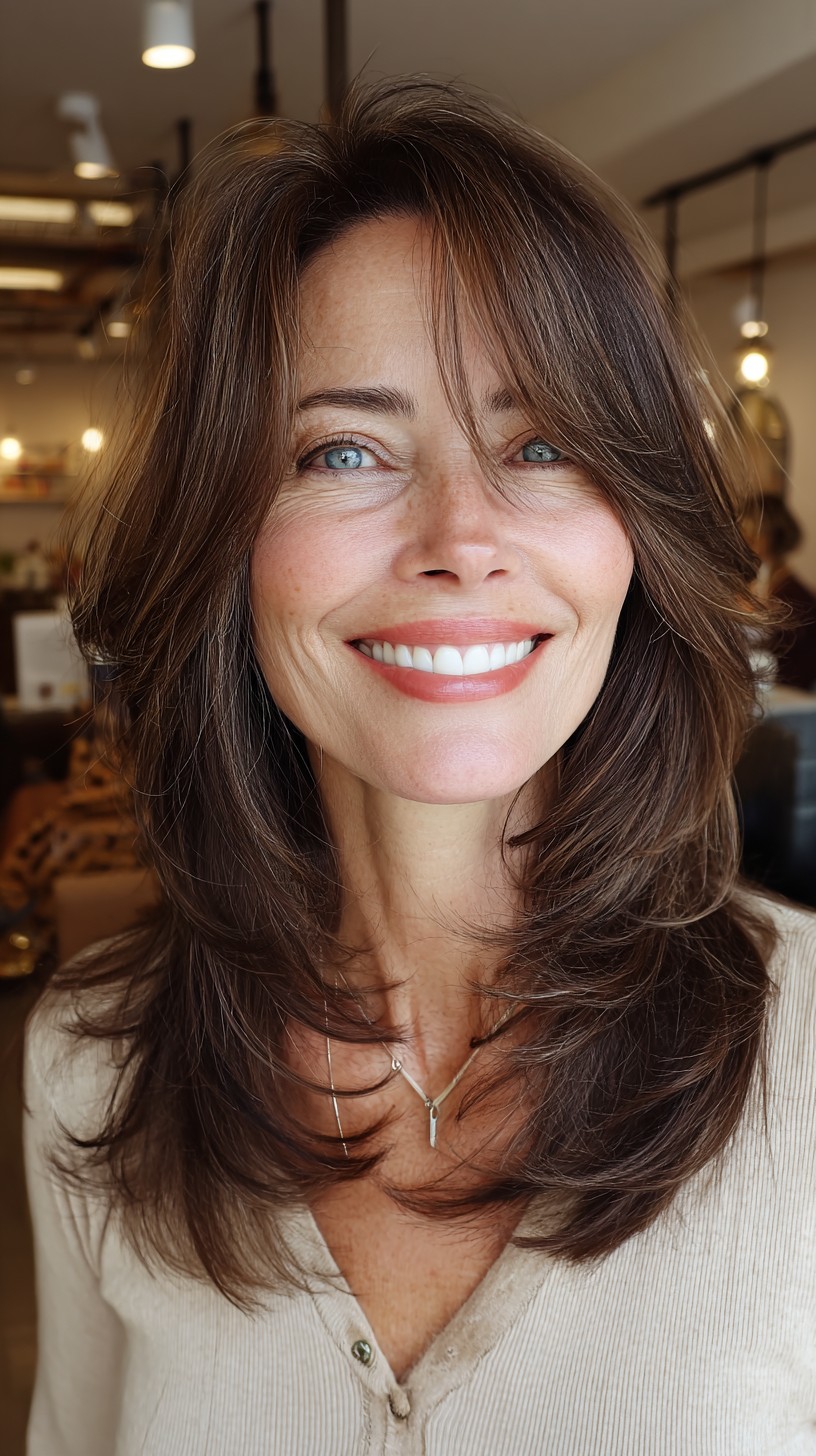 Stylish Layered Cut with Face-Framing Highlights