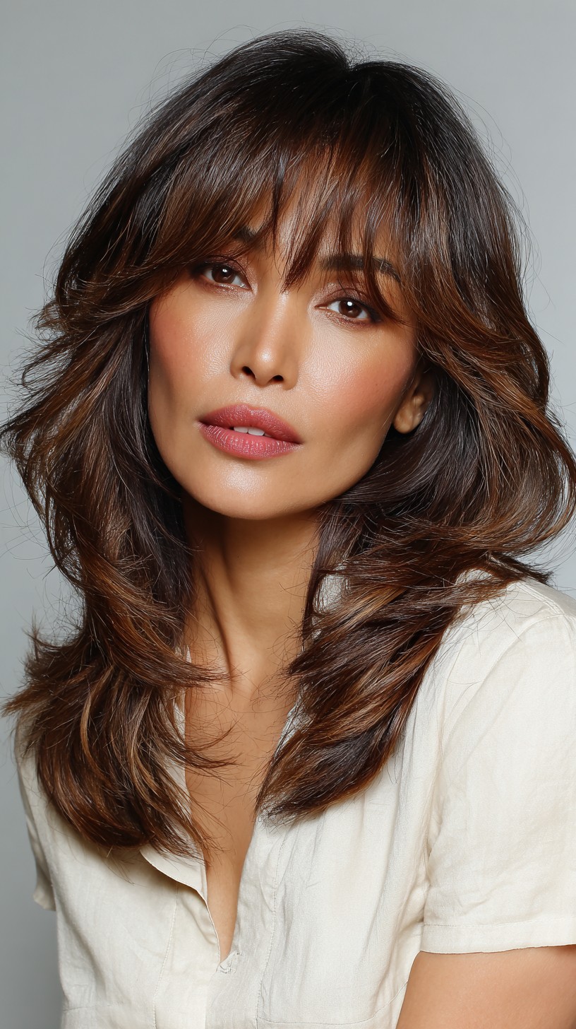 Stylish Layered Cut with Soft Choppy Bangs