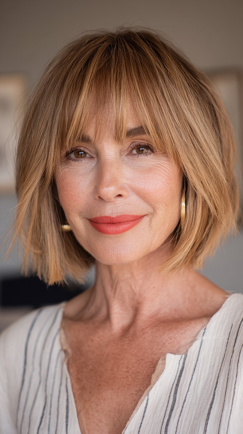Stylish Textured Bob with Face-Framing Bangs