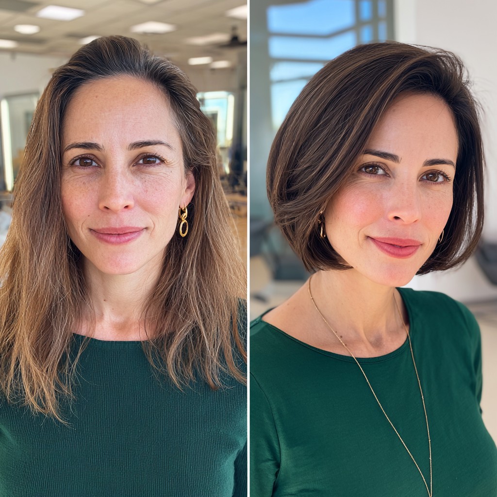 Stylish Textured Brunette Bob with Volume