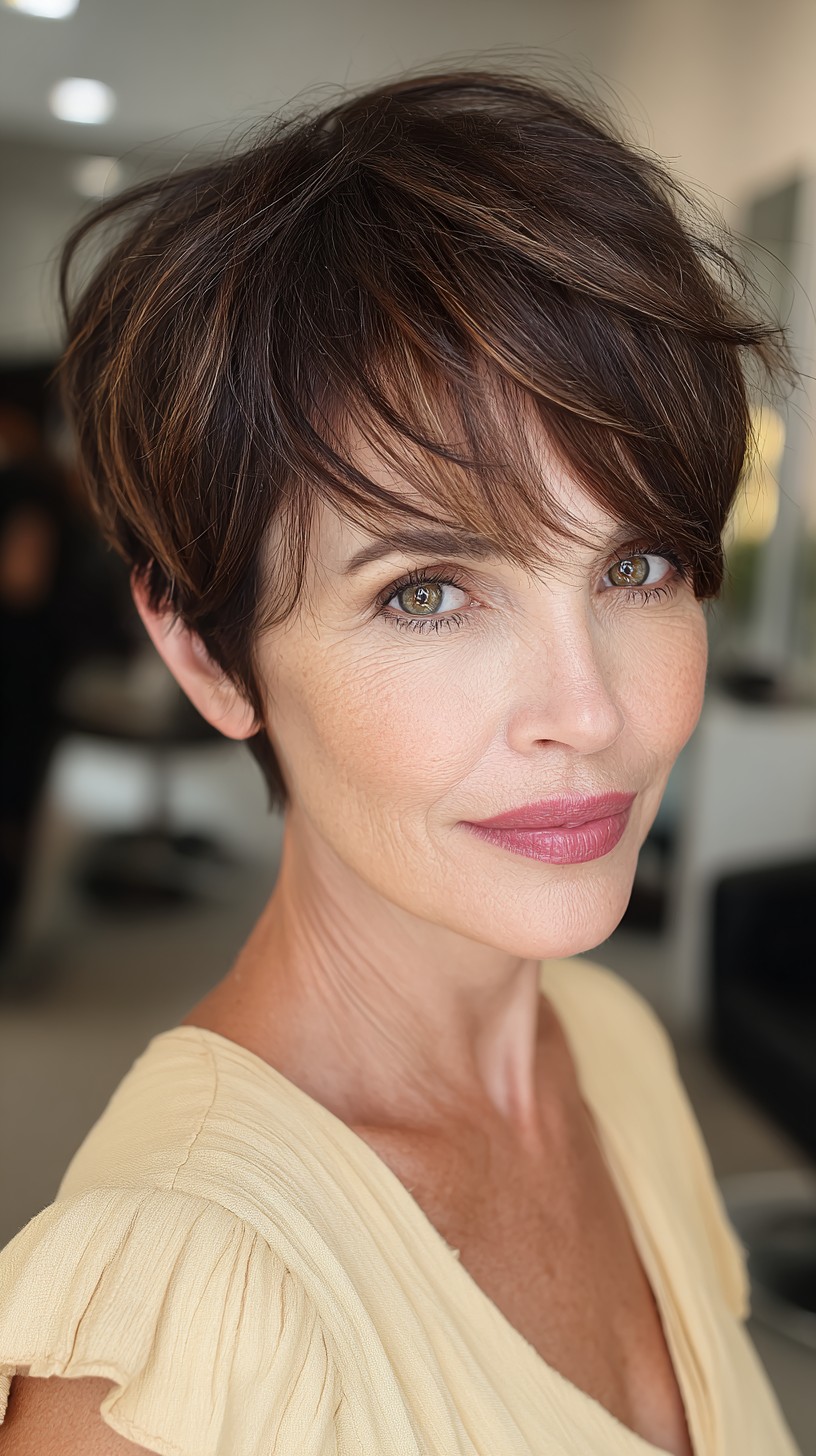 Stylish Textured Pixie Cut with Soft Side Swept Bangs