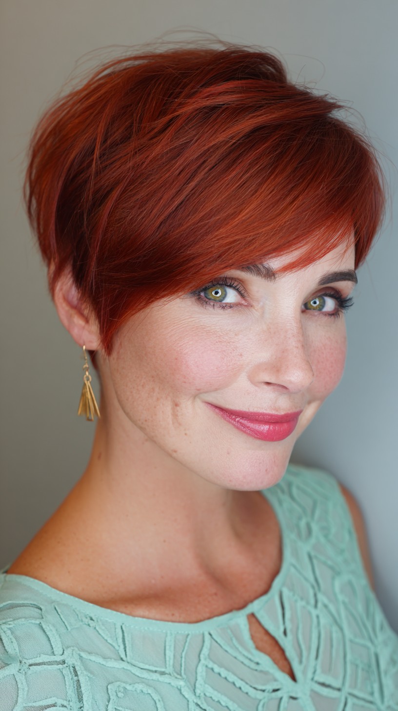 Stylish Textured Red Pixie Cut with Soft Volume
